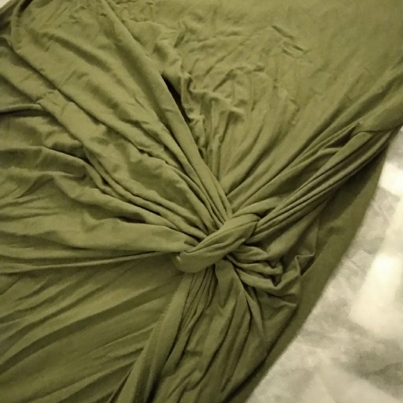 Olive Green Bodycon Knott Front Dress - Picture 3 of 4